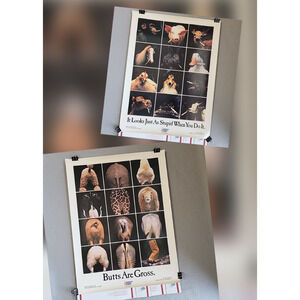 Vintage 1990 Lot of 2 Anti-Smoking Animals Posters American Cancer Society 21x28